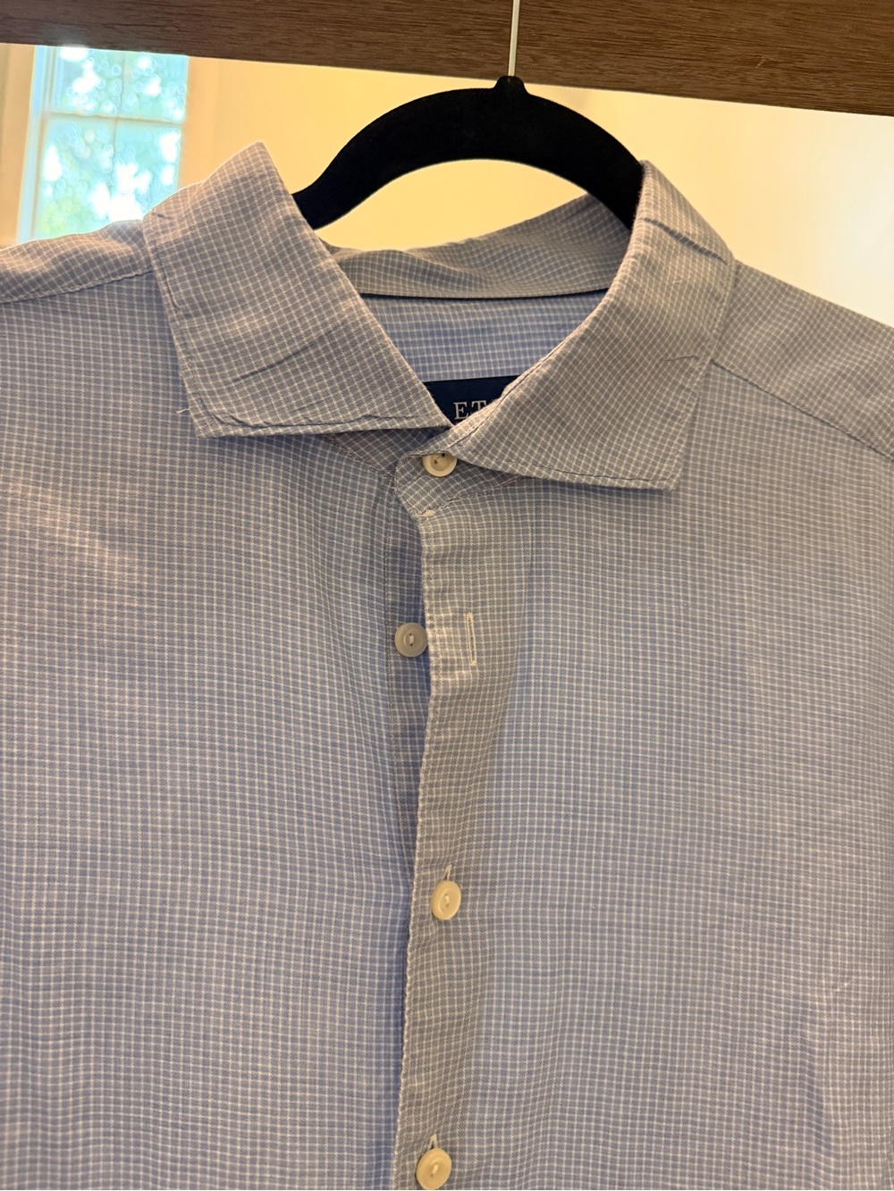 ETON Light Blue Micro-Check Men's Casual Shirt